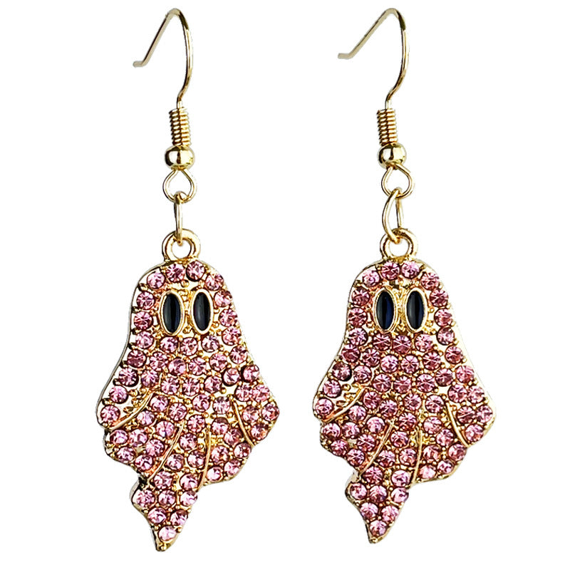 Halloween Sparkly Pumpkin Ghost Hook Earrings