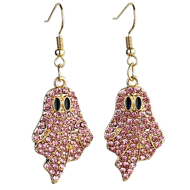 Halloween Sparkly Pumpkin Ghost Hook Earrings