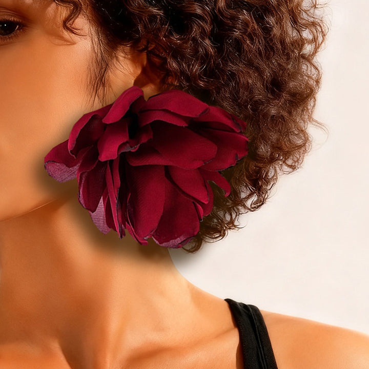 Oversized Flower Earrings Party Wear