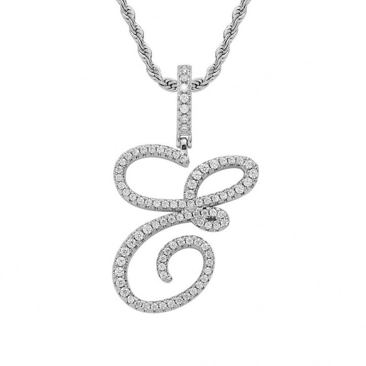 Braided Chain Letter Pendant Necklace
