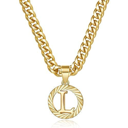 Cuban Chain Necklace with Openwork Letter Pendant