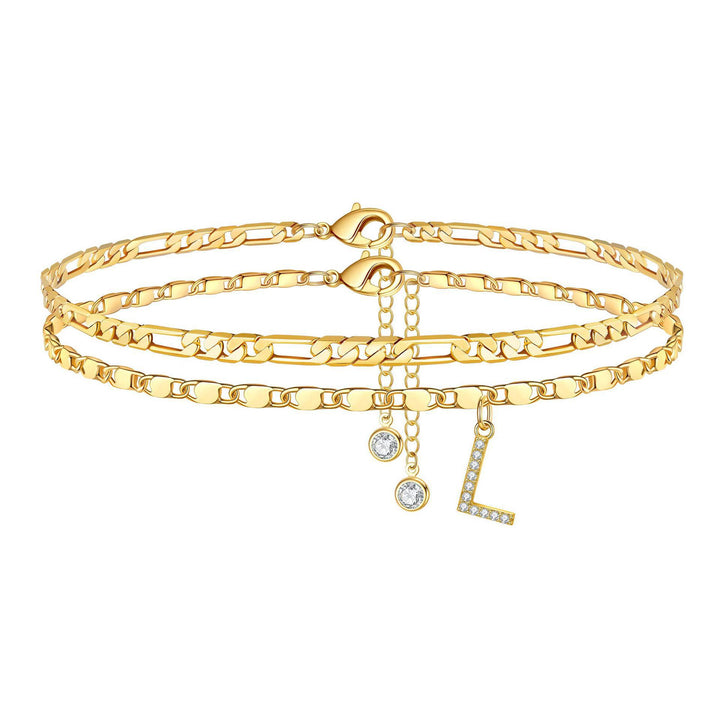 Personalized Letter Zircon Stackable Summer Anklet