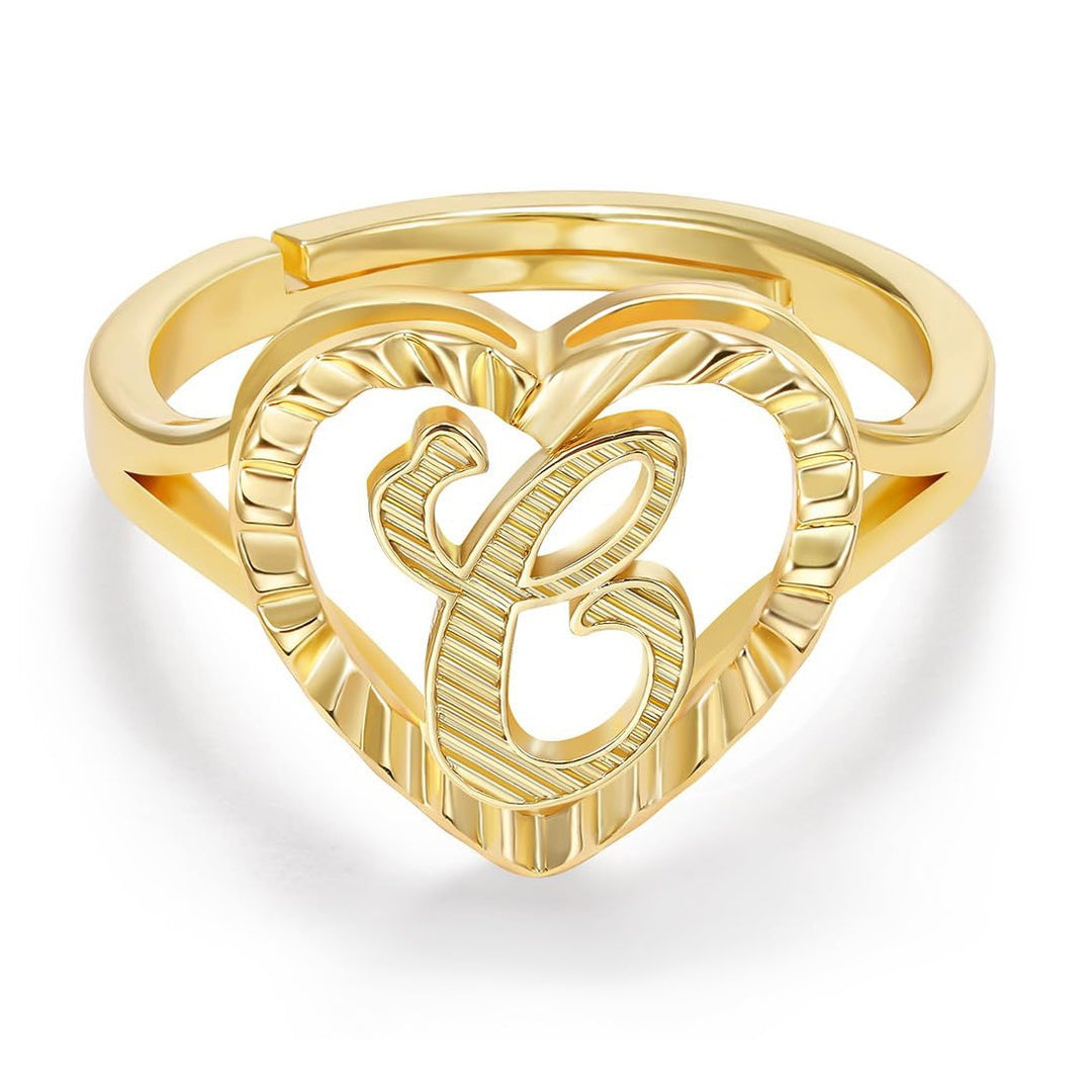 Personalized Initial Heart Open Ring