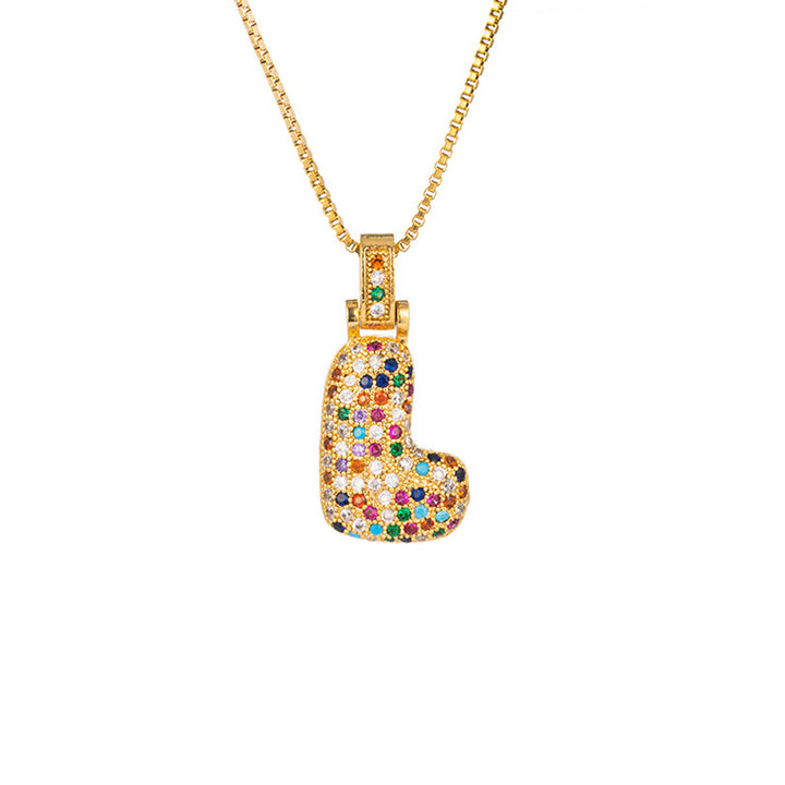 Zircon Letter Pendant Necklace