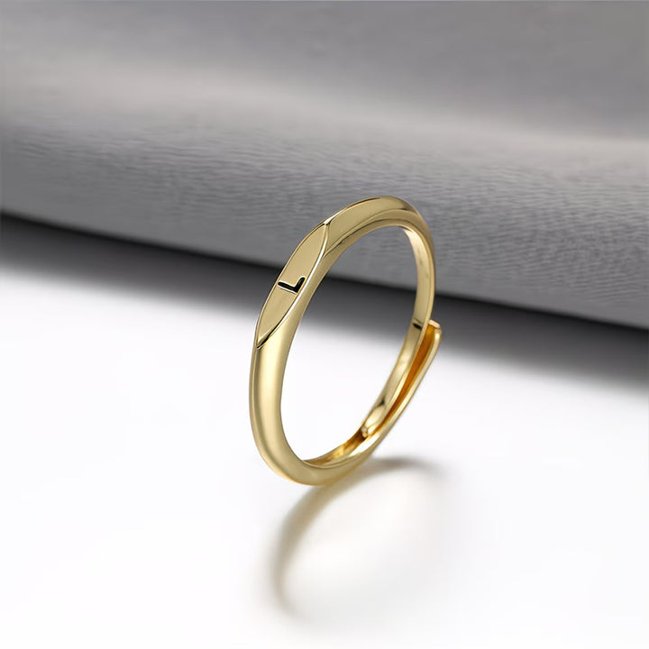 Gold Twist Initial Adjustable Band Ring