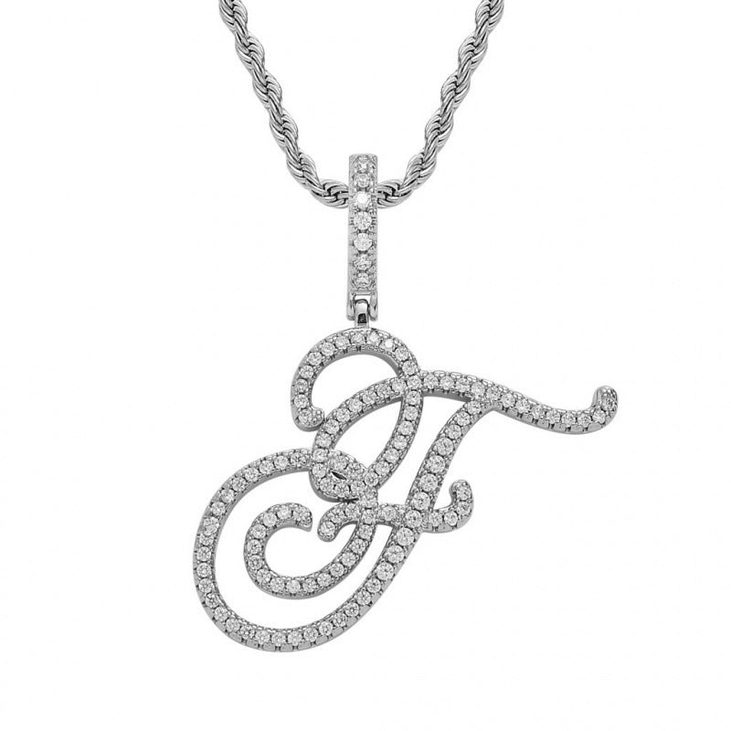 Braided Chain Letter Pendant Necklace