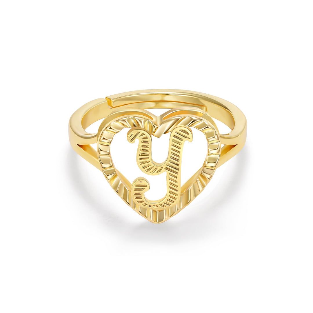 Personalized Initial Heart Open Ring