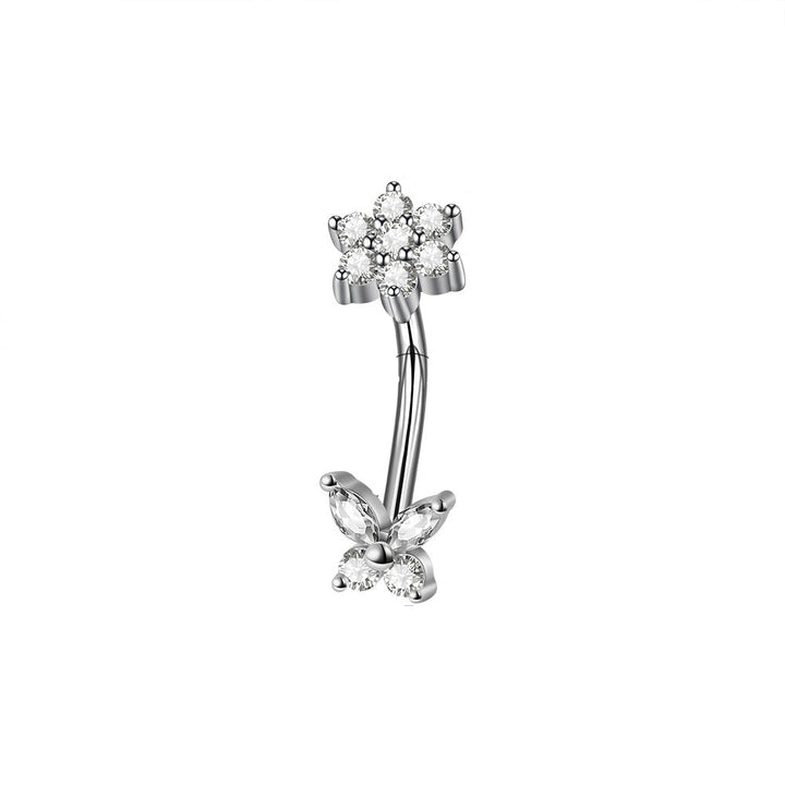 Gemstone Flower Curved Barbell Ear Bone Earrings