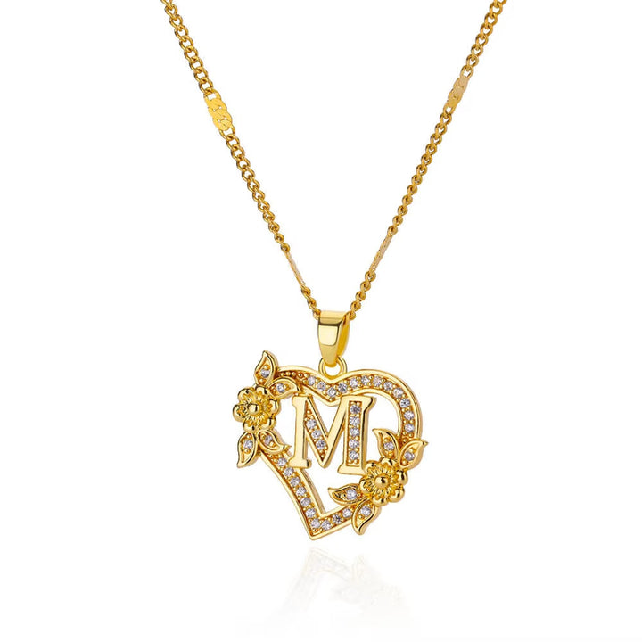 Letter Heart Pendant Necklace