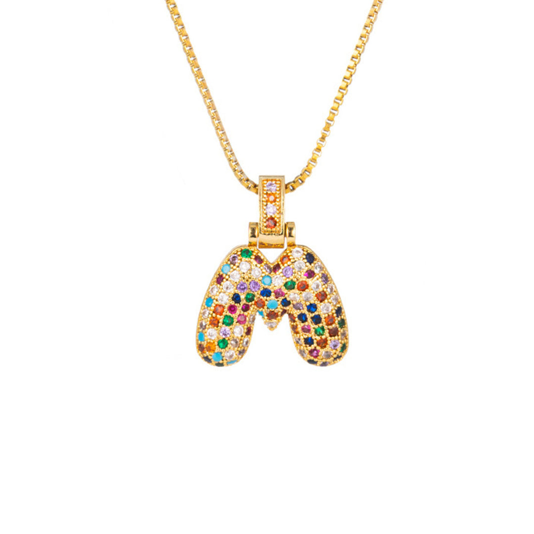 Zircon Letter Pendant Necklace