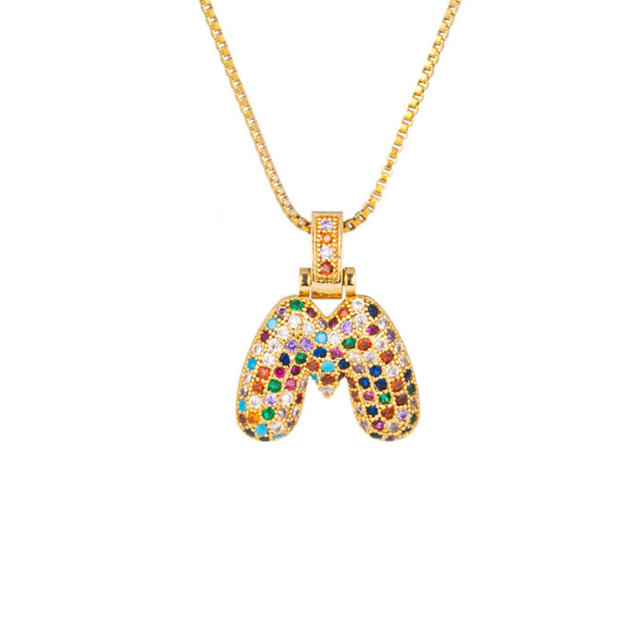 Zircon Letter Pendant Necklace
