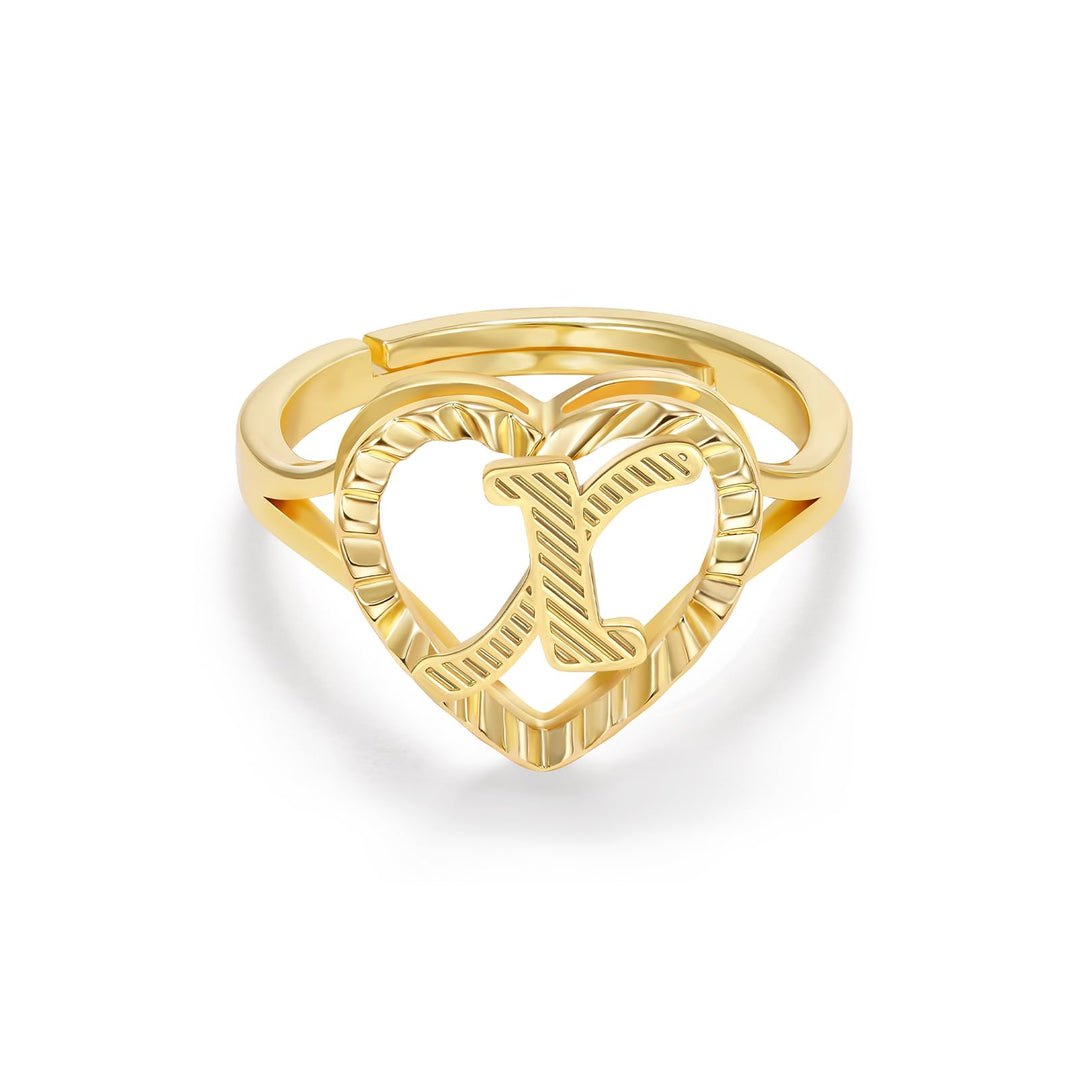 Personalized Initial Heart Open Ring