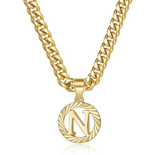 Cuban Chain Necklace with Openwork Letter Pendant