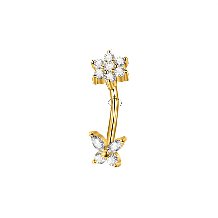 Gemstone Flower Curved Barbell Ear Bone Earrings