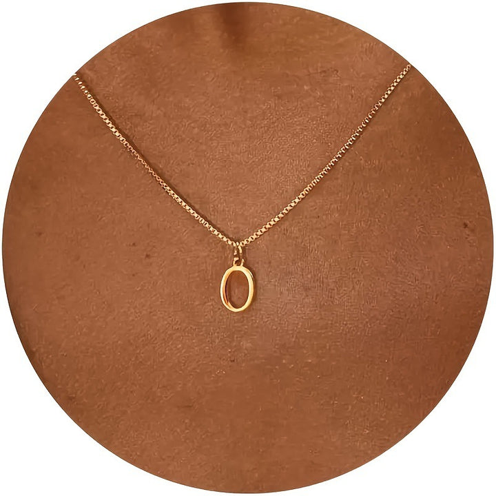 Stainless Steel Initial Letter Box Chain Necklace for Women