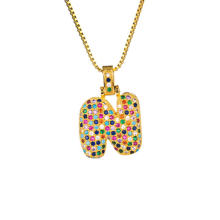 Zircon Letter Pendant Necklace