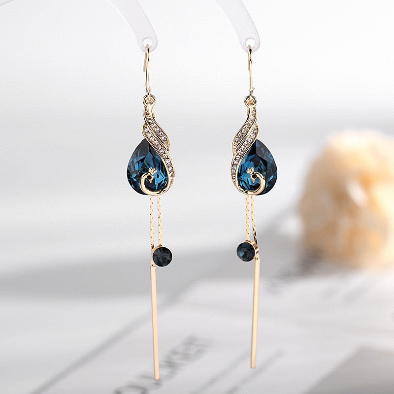 Malachite Zircon Tassel Earrings
