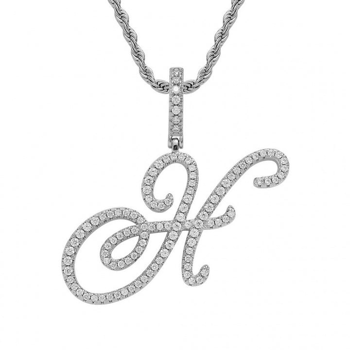 Braided Chain Letter Pendant Necklace