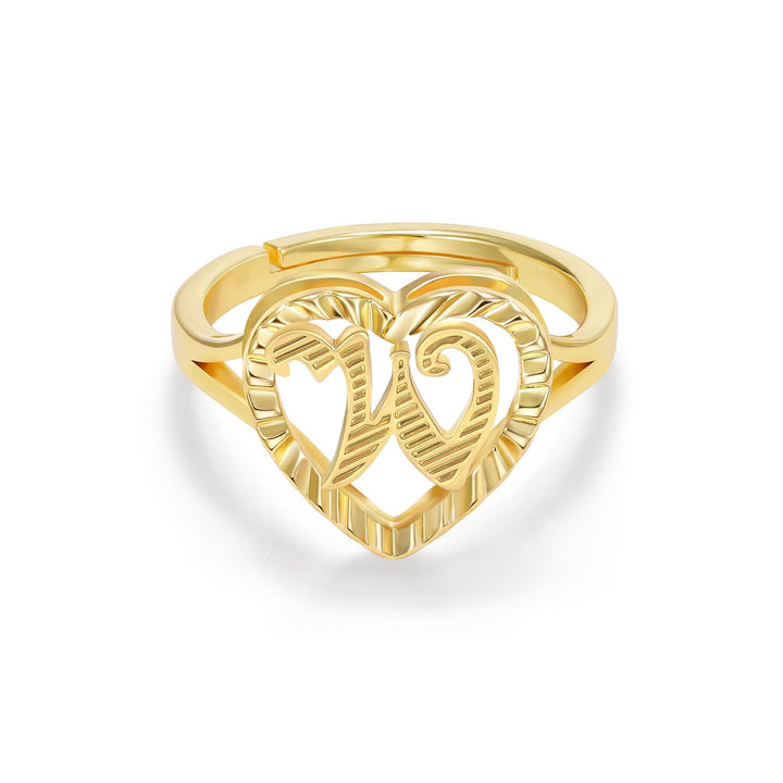 Personalized Initial Heart Open Ring