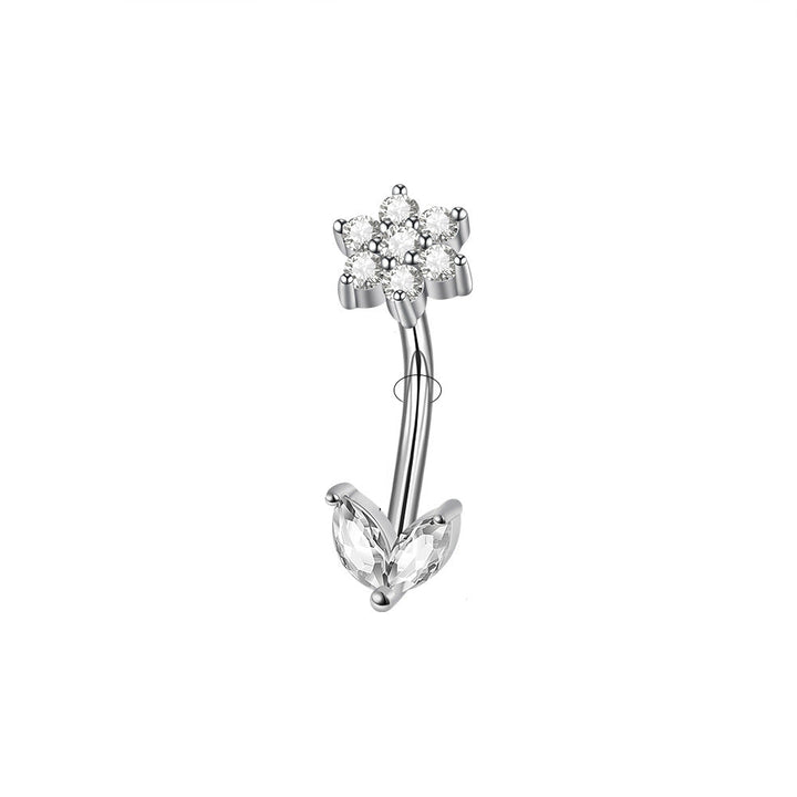 Gemstone Flower Curved Barbell Ear Bone Earrings