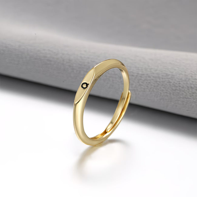 Gold Twist Initial Adjustable Band Ring