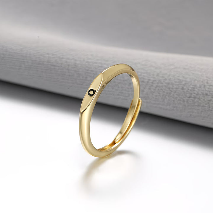 Gold Twist Initial Adjustable Band Ring