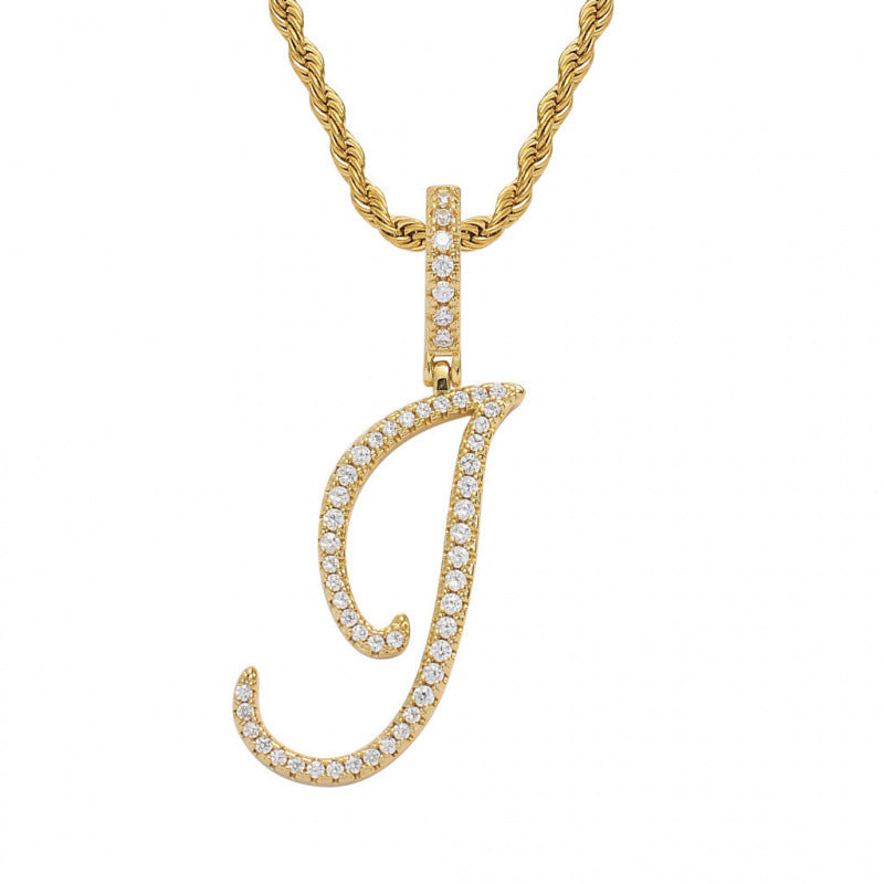 Braided Chain Letter Pendant Necklace