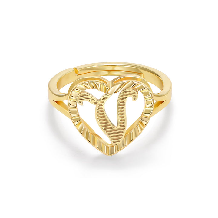Personalized Initial Heart Open Ring