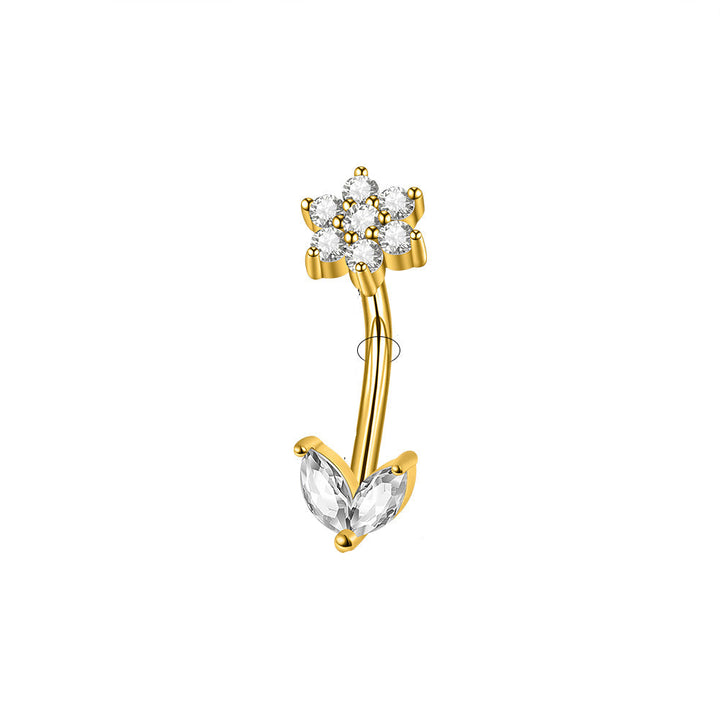Gemstone Flower Curved Barbell Ear Bone Earrings