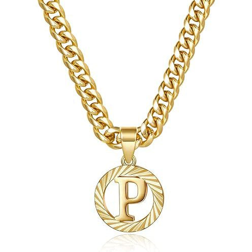Cuban Chain Necklace with Openwork Letter Pendant