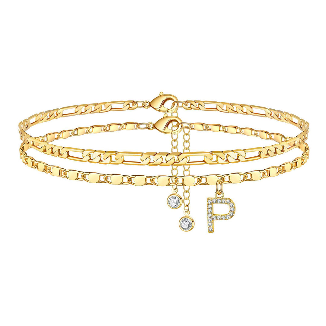 Personalized Letter Zircon Stackable Summer Anklet