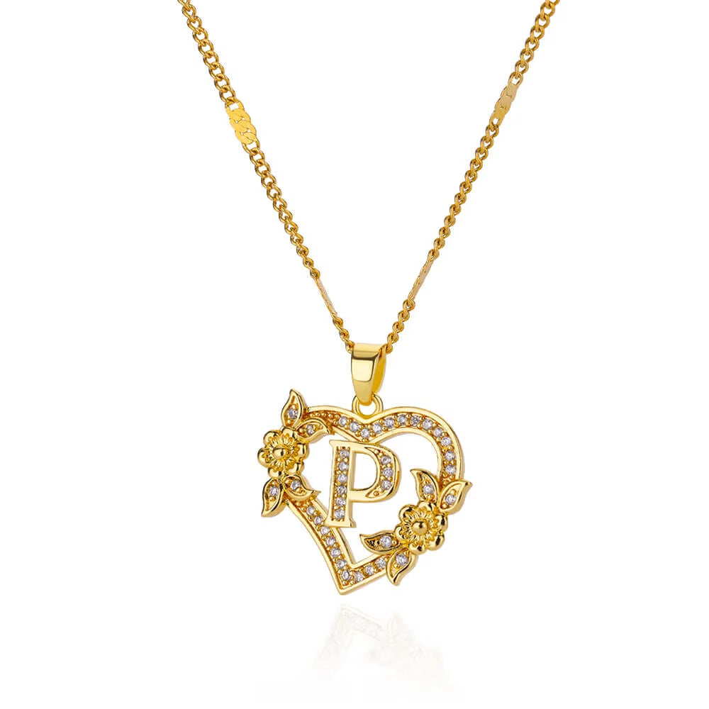 Letter Heart Pendant Necklace