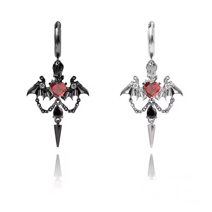 Halloween Bat Heart Dangle Earrings