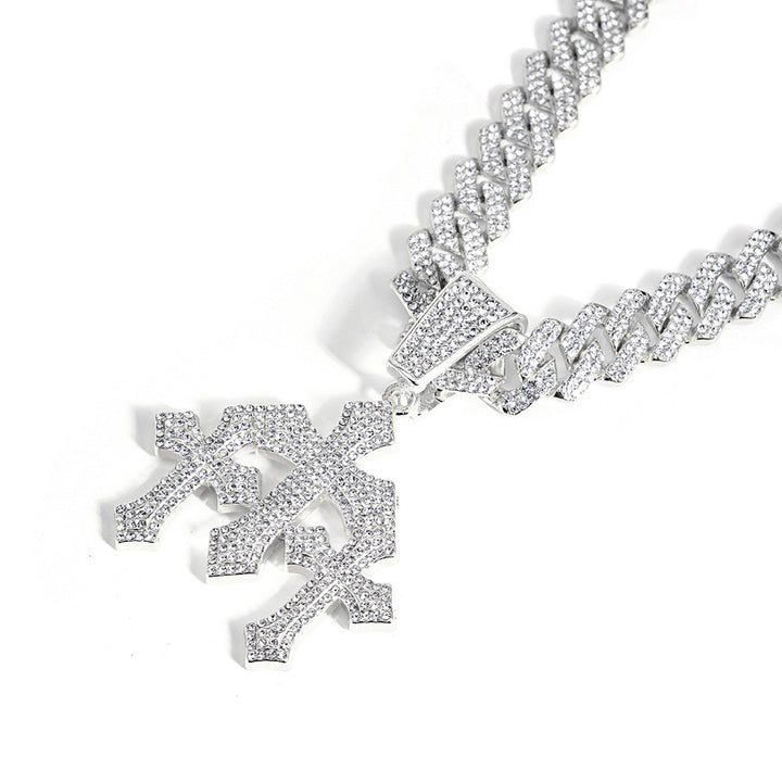 Icy Cross Cuban Chain Necklace