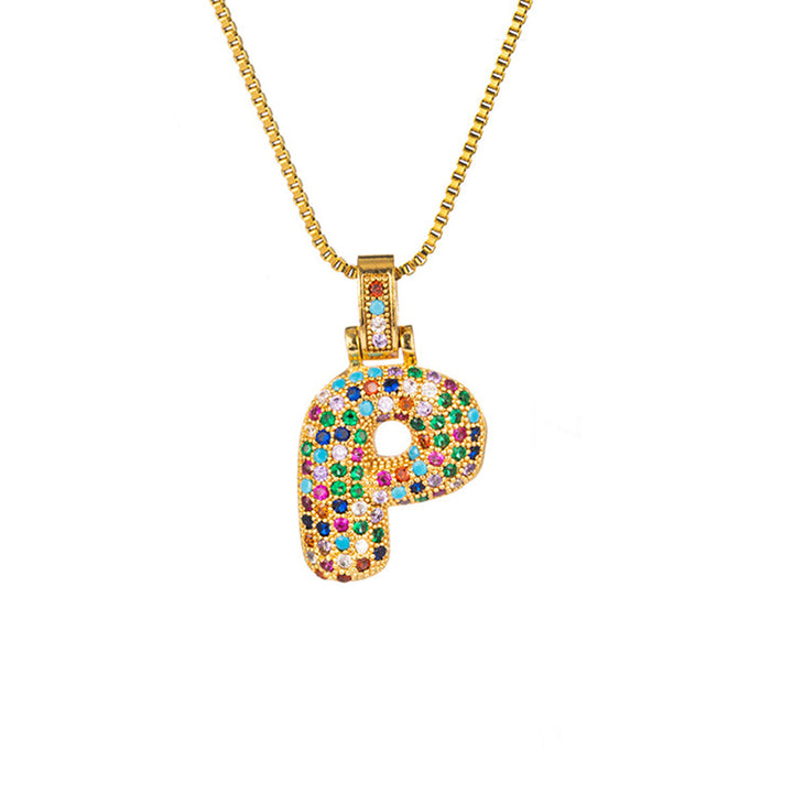 Zircon Letter Pendant Necklace
