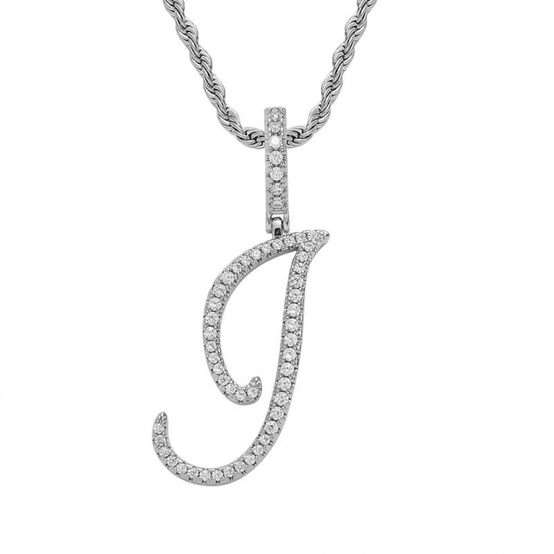 Braided Chain Letter Pendant Necklace