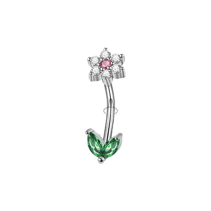 Gemstone Flower Curved Barbell Ear Bone Earrings