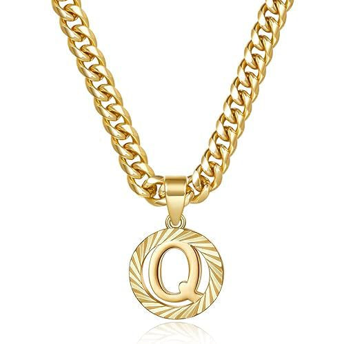 Cuban Chain Necklace with Openwork Letter Pendant