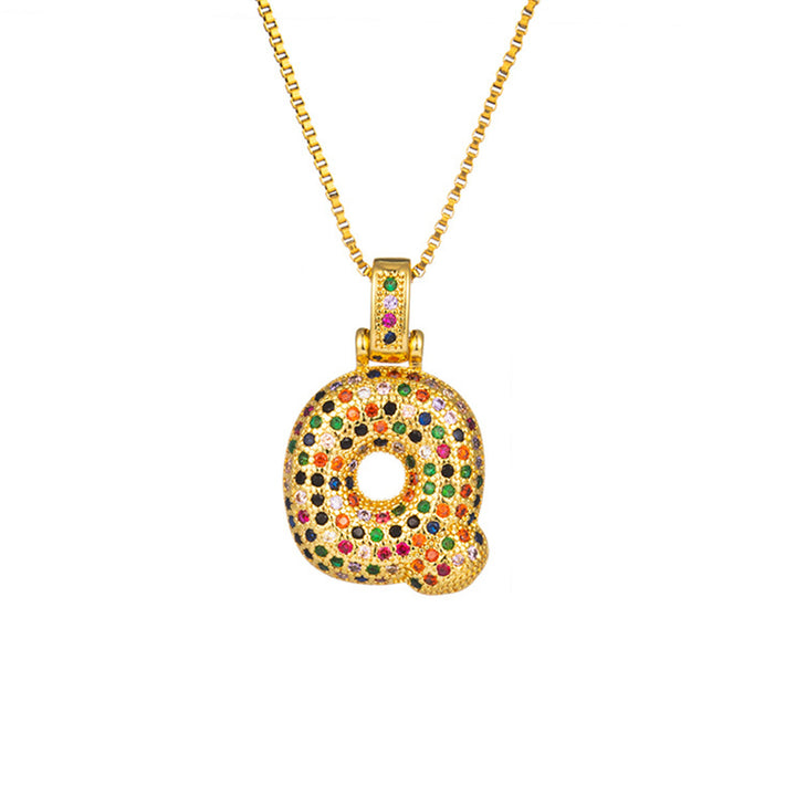 Zircon Letter Pendant Necklace