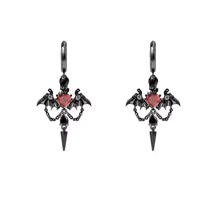 Halloween Bat Heart Dangle Earrings