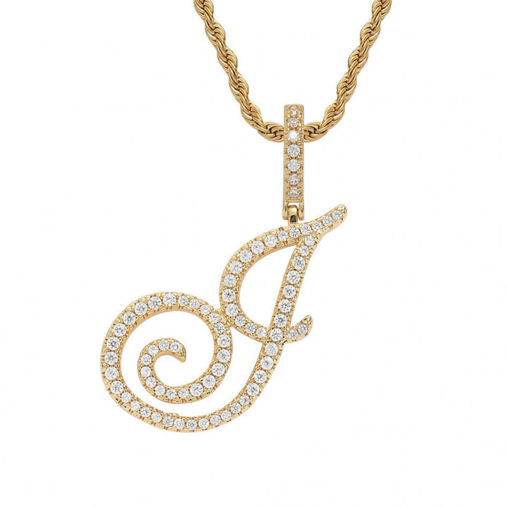 Braided Chain Letter Pendant Necklace