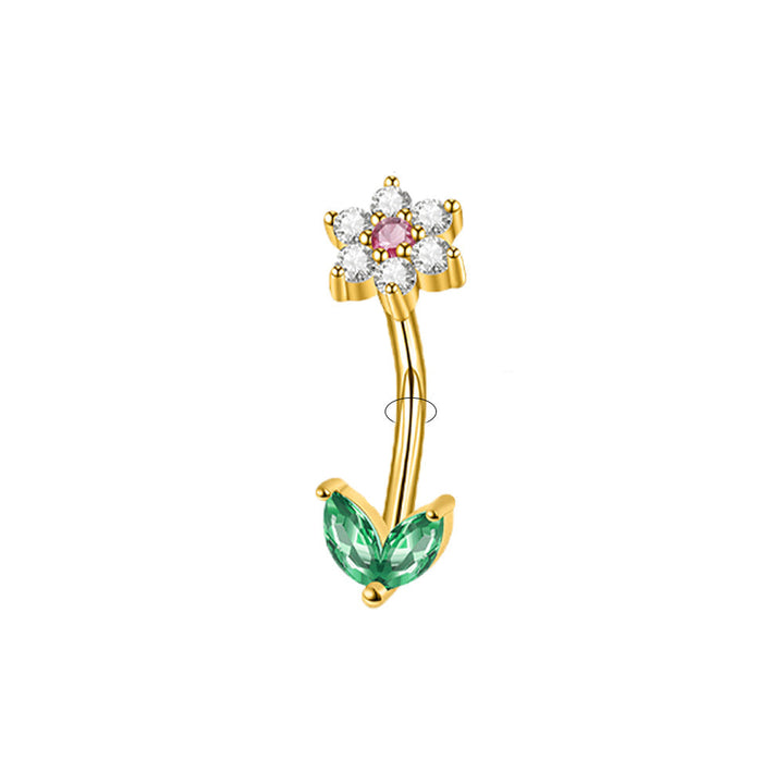 Gemstone Flower Curved Barbell Ear Bone Earrings