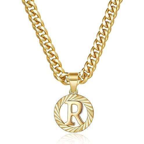 Cuban Chain Necklace with Openwork Letter Pendant