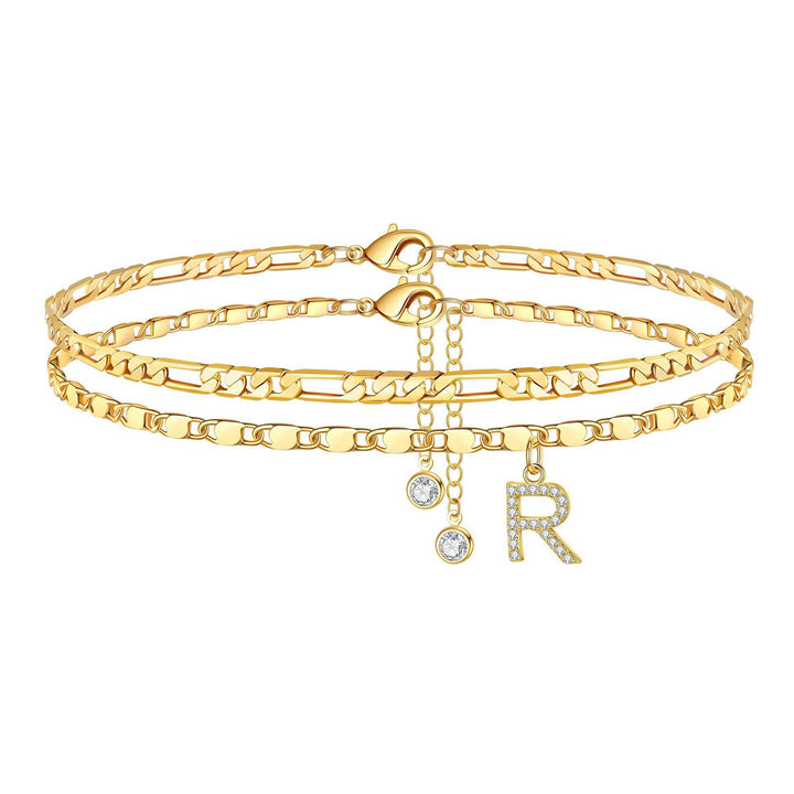 Personalized Letter Zircon Stackable Summer Anklet