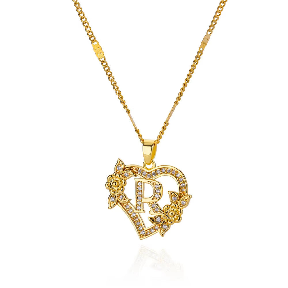 Letter Heart Pendant Necklace