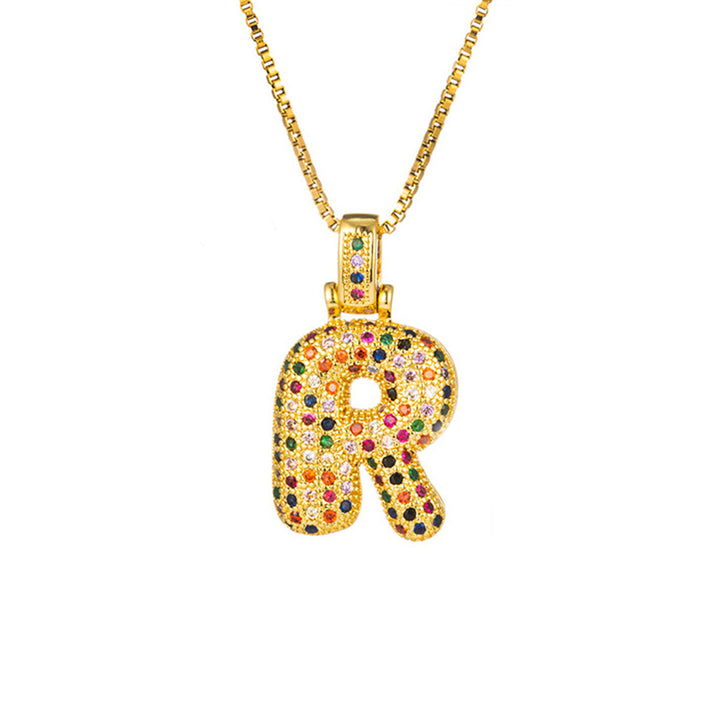 Zircon Letter Pendant Necklace