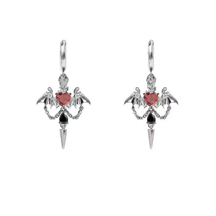 Halloween Bat Heart Dangle Earrings