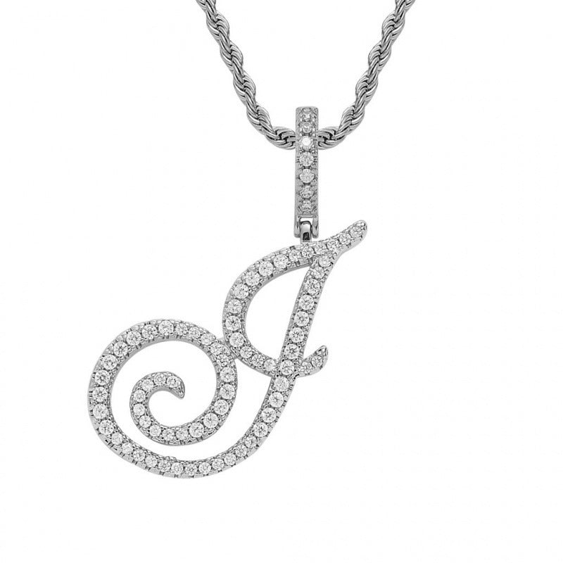 Braided Chain Letter Pendant Necklace