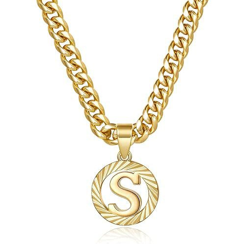 Cuban Chain Necklace with Openwork Letter Pendant
