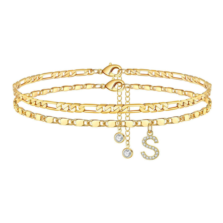 Personalized Letter Zircon Stackable Summer Anklet